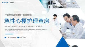 Plantilla PPT para la conferencia de conocimientos de la ronda de enfermería sobre infarto agudo de miocardio con antecedentes médicos azules