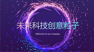 Blau-lila Farbschema, Zukunftstechnologie, kreative Partikel, PPT-Vorlage im Technologiestil