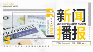 PPT Template for News Broadcast with Yellow and Black Newspaper Background
