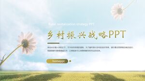 Szablon PPT dla strategii rewitalizacji obszarów wiejskich z zielonym i wykwintnym tłem pól kwiatowych