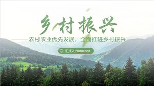 قالب PPT لخطة تنمية التنشيط الريفي مع خلفية الغابات الخضراء
