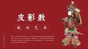 Kırmızı Gölge Kukla Karakter Arka Plan PPT Şablonu ile Halk Sanatı Gölge Kuklasına Giriş