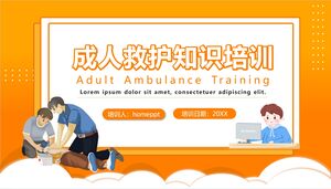 Modello PPT di formazione sulla conoscenza del salvataggio per adulti in stile cartone animato arancione