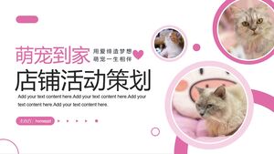 Modèle PPT de planification d'activités de magasin pour animaux de compagnie mignon avec fond de chaton rose
