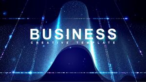 Șablon PPT de raport de afaceri în stilul tehnologiei europene și americane cu fundal curbă ondulată albastră