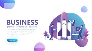 Mavi mor vektör kesme stilinde Avrupa ve Amerika iş raporu için PPT şablonu