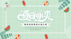 Modèle PPT pour le rapport de travail de planification de l'événement d'été "Summer Cool" en style dessin animé bleu