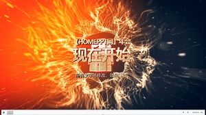 Alev efektleri animasyon geri sayım PPT şablonu