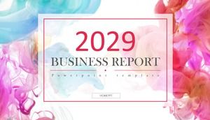 Renkli rüzgar iş özeti raporu PPT şablonu