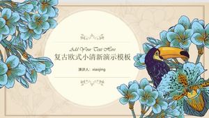 เทมเพลต PPT ย้อนยุคสีน้ำเงินสดวรรณกรรมยุโรป