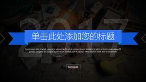 Modello PPT blu semplice e rinfrescante in stile europeo e americano