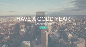 Immagine completa blu-chiaro alta sul modello PPT di affari