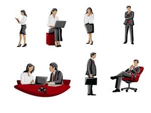 أحمر صورة ظلية شخصية الشركة PPT المادية