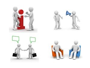 لون 3D الشرير التواصل والتعاون PPT المواد