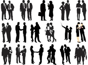 Black communication cooperation team silhouette PPT material