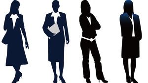 Bild Geschäftsdamenschattenbild PPT auf blauem transparentem Hintergrund