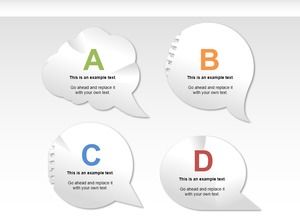 회색 종이 컷 스타일 PPT 버블 차트 텍스트 상자