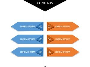 الأزرق البرتقالي اثنين من العمود ستيريو السهم قالب كتالوج PPT