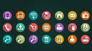 Dark green round flat long shadow PPT small icon