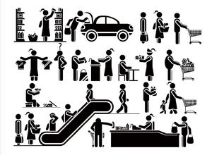 Black shopping shopping consumption silhouette ppt material