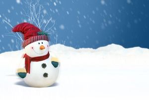 Imagen de fondo azul super lindo muñeco de nieve PPT