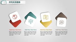 時尚清新的並排關係微立體聲精美PPT表