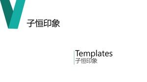 Template PPT grafik hijau indah sederhana dan datar