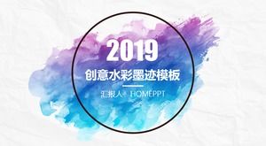 Plantilla creativa PPT de manchas de acuarela de tinta