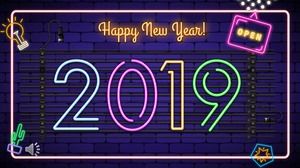 工作總結報告霓虹燈風格PPT模板