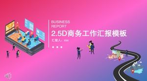 작업 요약 보고서 3 차원 화려한 PPT 템플릿