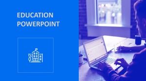 สีฟ้าสดใสแบนบรรยากาศที่เรียบง่ายแฟชั่นสไตล์ยุโรปและอเมริกาธุรกิจแม่แบบ ppt ทั่วไป