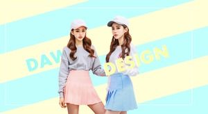 Мода яркие маленькие свежие персонажи команды презентация шаблон ppt