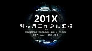 Liniendiagramm Technologie Stil jährliche Arbeit Zusammenfassung Neujahrsplan Ppt Vorlage