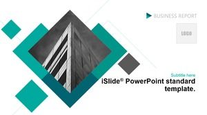 Modelo de ppt de relatório de trabalho de negócios de vento geométrico fresco verde cinza pequeno