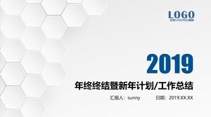 Micro dreidimensionales Geschäft blau Jahresende Zusammenfassung Neujahrsplan ppt Vorlage