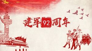 Modello ppt di tema 92 ° anniversario di progettazione dell'elemento del disegno a tratteggio