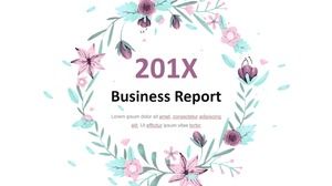 Suluboya bitki çelenk basit küçük taze sanatsal tarzı ppt şablonu