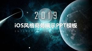 Planet berbintang latar belakang tembus pandang gaya bisnis universal ios template ppt