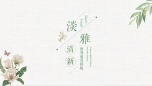 Neue Arbeitsberichtsgeneral-ppt-Schablone der eleganten Grünpflanzeblumen-Kunst