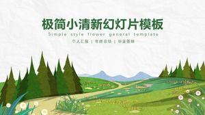 Vector spring scene minimalist small fresh summary reply ppt template