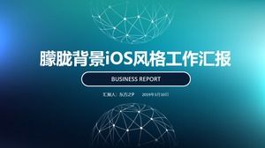 Dotted spherical net main map hazy background iOS style business work summary report ppt template