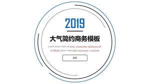 Modelo de ppt de relatório de negócios minimalista azul liso linha círculo