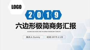 Hexagon creative minimalist blue business report universal ppt template