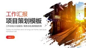 Modèle de ppt de rapport de travail de planification de projet créatif de masque d'encre Splash