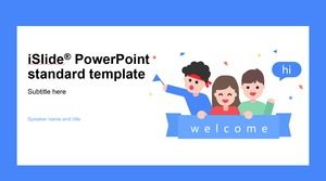 Cute cartoon style elementary school teacher talk lesson education teaching courseware ppt template