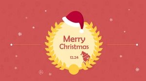 かわいい漫画お祝い赤フラット風クリスマスpptテンプレート