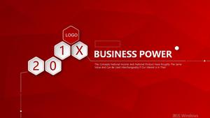 赤の簡潔な六角形の背景に関する年次作業概要