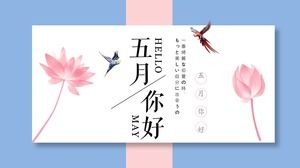 Modello di ppt fresco di arte del fiore della pianta dell'acquerello piccolo