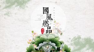 Hollandaca tema basit küçük taze Çin tarzı çalışma özeti ppt şablonu