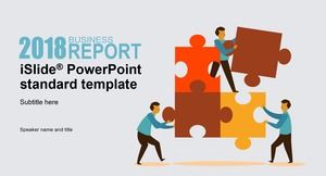 Geschäftsarbeits-Zusammenfassungsbericht ppt-Schablone des Zeichentrickfilm-Figur-Puzzlespiels kreative